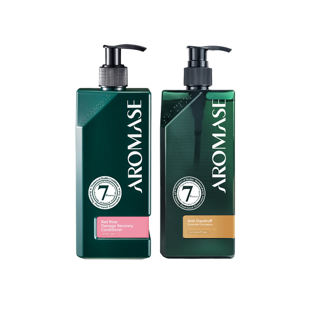 Aromase Anti-Dandruff Shampoo(Anti-itchy and Dermatitis Essential Shampoo) 400ml + Aromase Red Rose Damage Recovery Conditioner 400ml