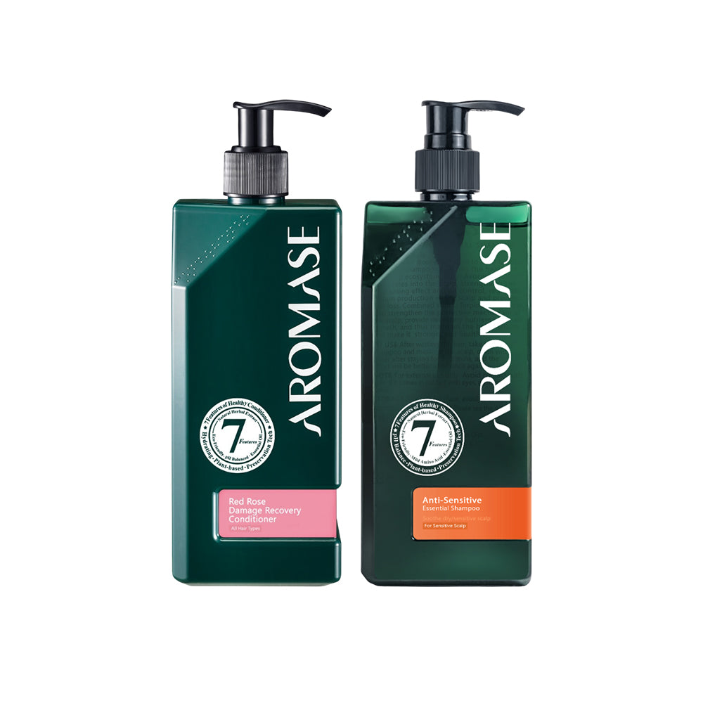 AROMASE Anti-Sensitive Essential Shampoo 400ml + Aromase Red Rose Damage Recovery Conditioner 400ml