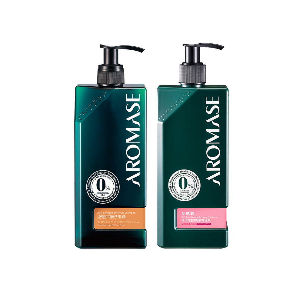 Aromase 舒敏平衡洗髮精 400ml + Aromase 玫瑰重建发质护发素 400ml